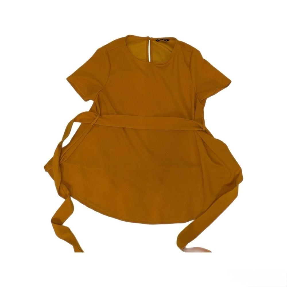 SHEIN Mustard Belted Women's Blouse